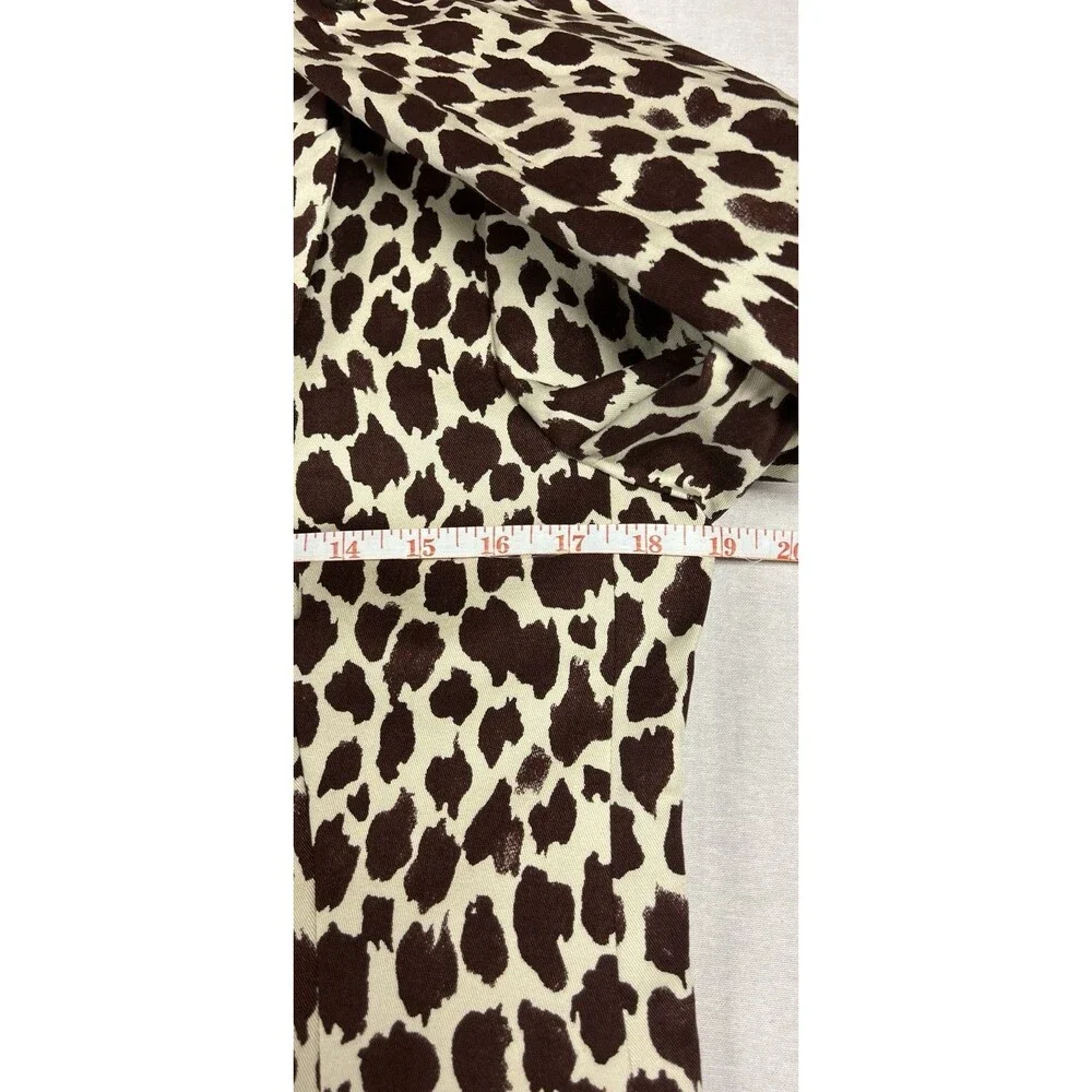 J Crew Womens Sz 10 Parke Blazer Cream Brown Animal Print Lining Cotton